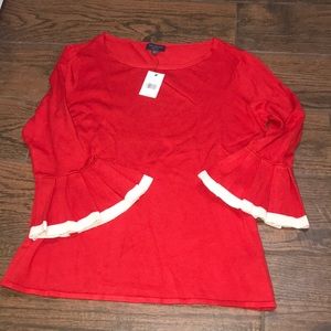 The Limited berry red sweater with pleated sleeve